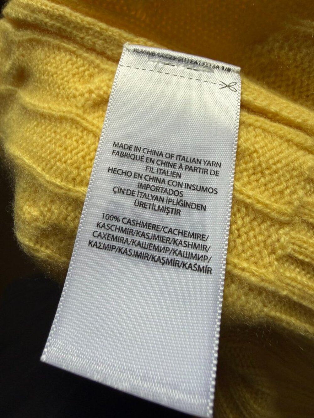 NWT Polo Ralph Lauren Fall Yellow 100% Italian Cashmere Cable Knit Sweater L - Picture 4 of 5